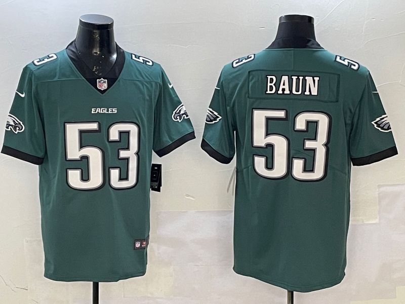 Men Philadelphia Eagles 53 Baun Green Second generation 2025 Nike Limited NFL Jersey style 1